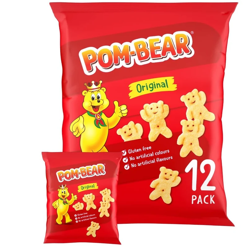 POM-BEAR - Original Flavour Potato Snacks 12 x 13g Bag (Case of 14) - Gluten Free, No Artificial Colours or Flavours, Suitable for Vegetarians