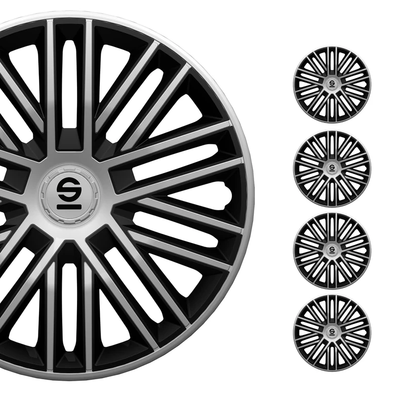 Sparco Wheel Covers Bergamo - 16-inch - Silver/Black - Set of 4 pieces
