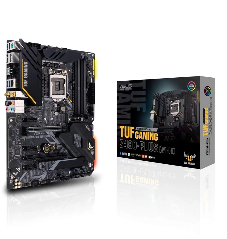 ASUS TUF Gaming Z490-Plus WiFi Intel Z490 LGA 1200 ATX gaming motherboard with M.2, 14 DrMOS power stages, WiFi 6