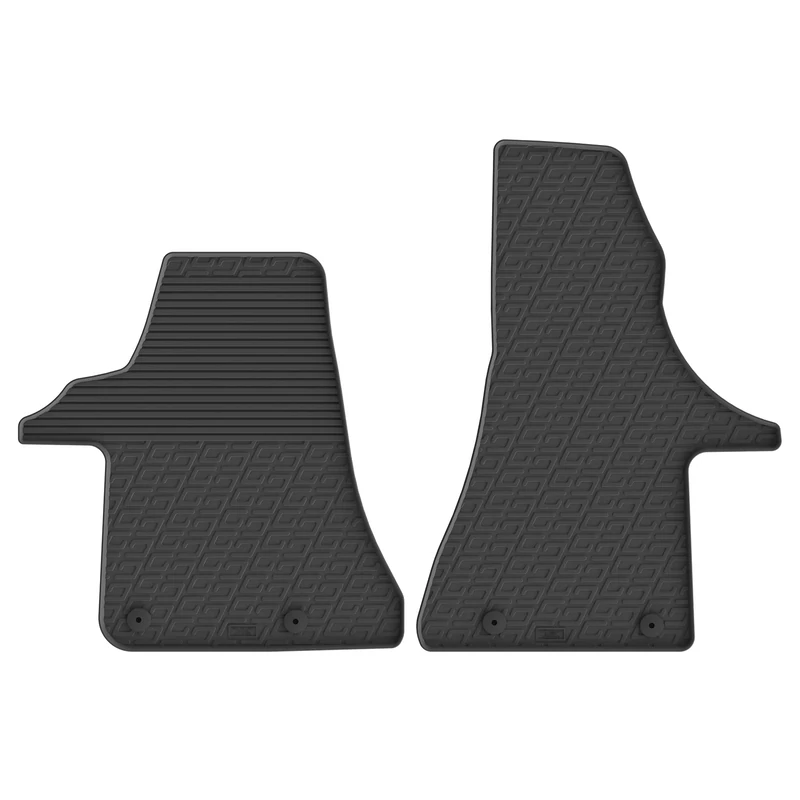 Set of Rubber Mats Compatible with Volkswagen Transporter T6.1 2020- (G Profile 2-Piece + Mounting Clips)
