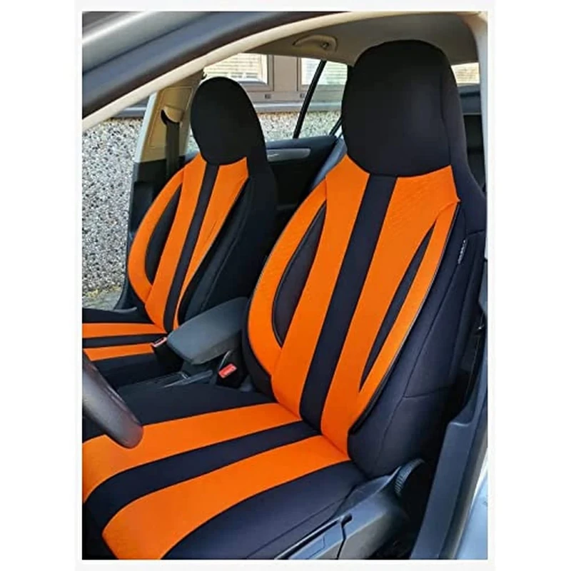 BREMER SITZBEZÜGE Dimensional seat covers compatible with Nissan NV200 driver and passenger from 2009 MD503 black/orange