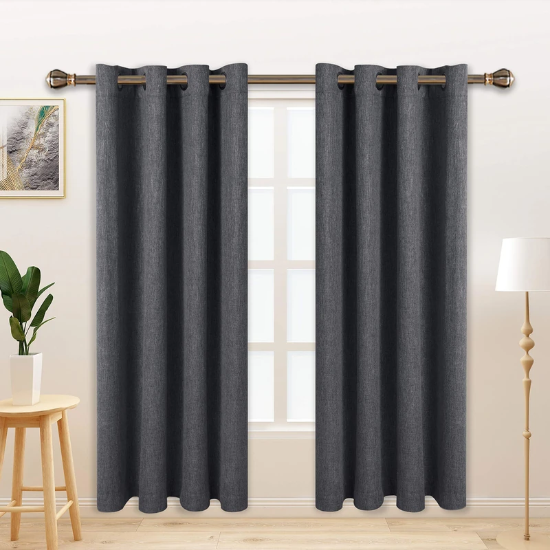 LORDTEX Linen Look Textured Blackout Curtains with Thermal Insulated Liner