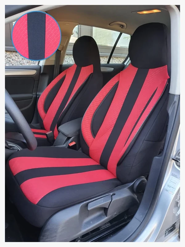BREMER SITZBEZÜGE Seat Covers Compatible with Opel Ampera Driver & Passenger from 2012-2018 MD502 Black/Red