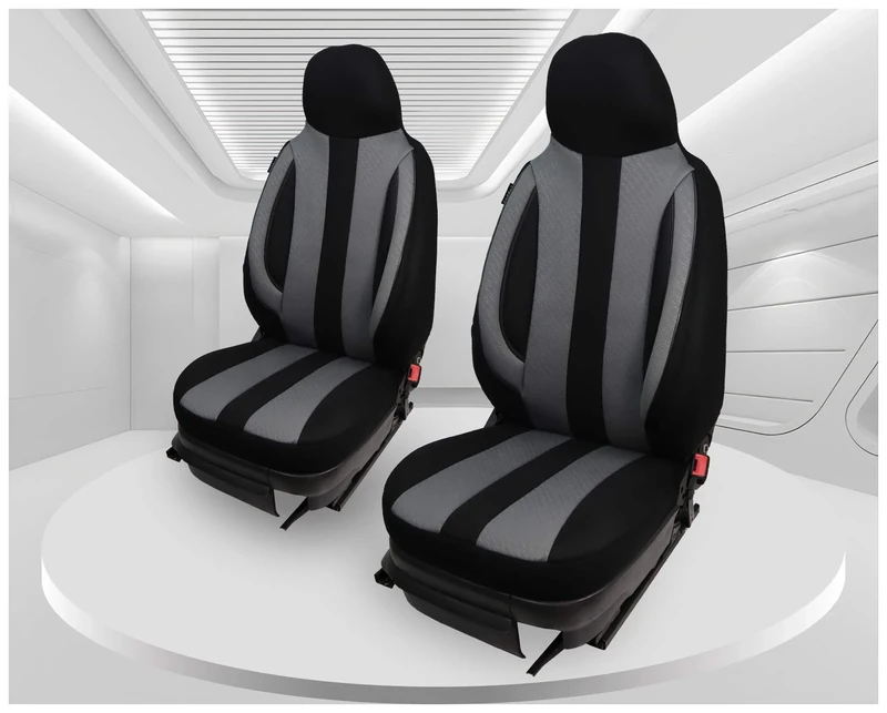 BREMER SITZBEZÜGE Custom Seat Covers for Car Seats Compatible with Smart Fortwo 1st Gen 1998-2007 Driver and Passenger Seat Covers Seat Protector Seat Cover FB:MD501 (Black/Grey)