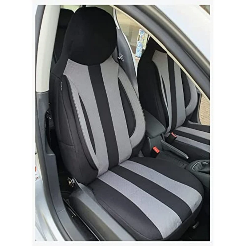 BREMER SITZBEZÜGE Measure Pilot Car Seat Covers Compatible with Smart Fortwo 453 Driver & Passenger from 2014 / Car Seat Covers Protective Cover Set Car Seat Covers Pack of 2 in Black/Grey