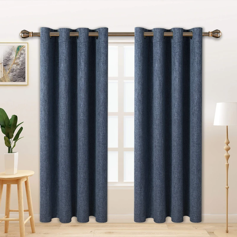 LORDTEX Linen Look Textured Blackout Curtains with Thermal Insulated Liner