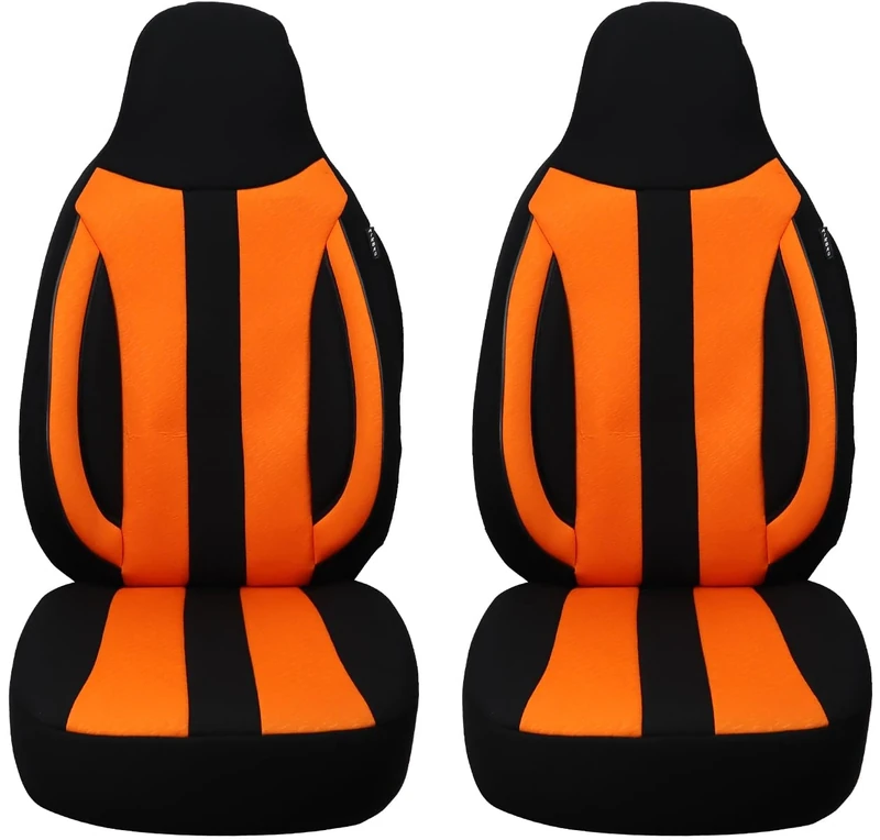 BREMER SITZBEZÜGE Mass Pilot Car Seat Covers Compatible with Dacia Duster 2nd Gen Driver & Passenger from 2018 / Car Seat Covers Set Car Seat Covers Pack of 2 in Black/Orange
