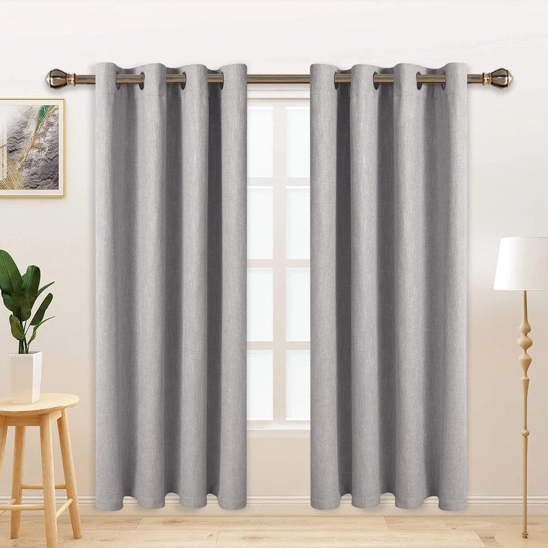 LORDTEX Linen Look Textured Blackout Curtains with Thermal Insulated Liner