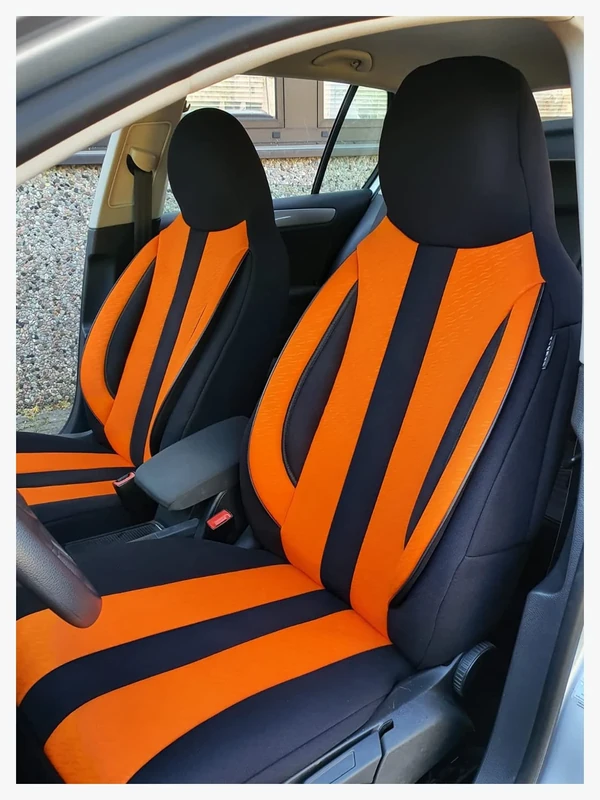 BREMER SITZBEZÜGE Custom Seat Covers Compatible with Mazda 3 4th Gen Driver & Passenger from 2019 MD503 Black/Orange