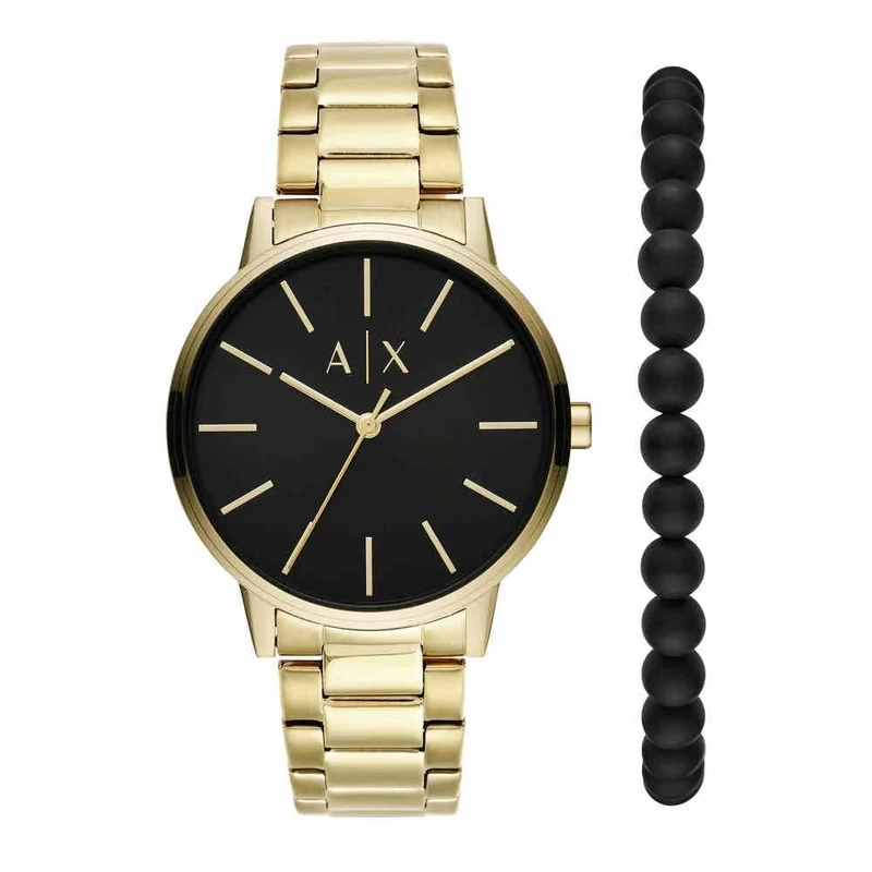 Armani Exchange Men's Quartz Watch - 42mm Case, Steel & Leather Bands