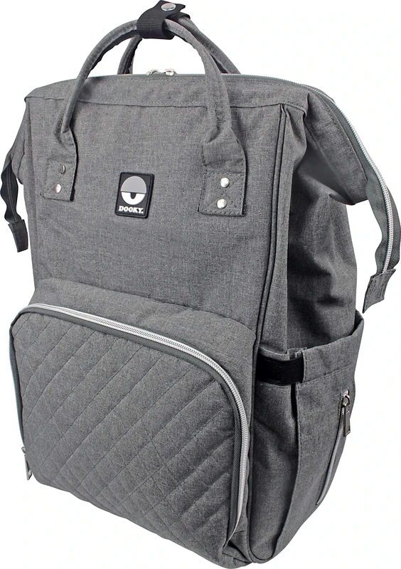 Dooky Large Diaper Backpack + Shoulder Bag with portable changing mat for babies, Grey Melange, 15 liters, 45 x 30 x 12 cm