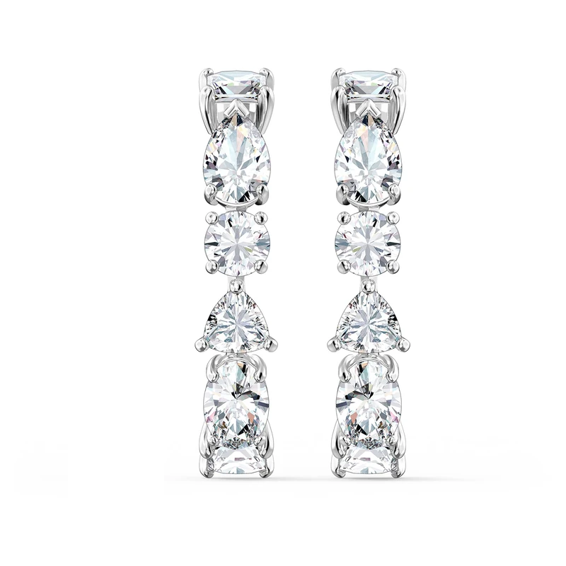 Swarovski Tennis Deluxe ear cuffs, Mixed cuts, White, Rhodium plated