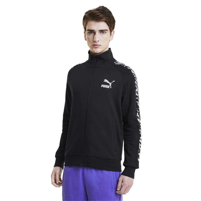 PUMA Classics Graphics AOP T7 Track Top, Man, mens, Top, 597772-01_XL, Black, XL