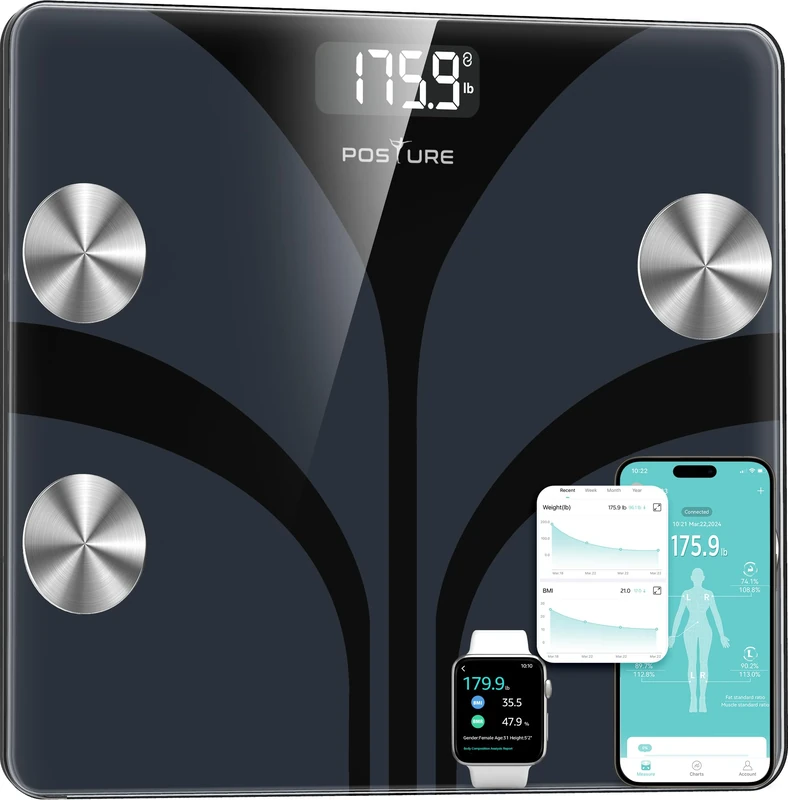 Scales for Body Weight and Fat Percentage with App & Bluetooth, High Precision 0.1lb Digital Bathroom Scales, Analyzes 13 Body Composition Data (Weight, Fat%, Water, BMI), 400 lbs Capacity (400lb) - Image 1