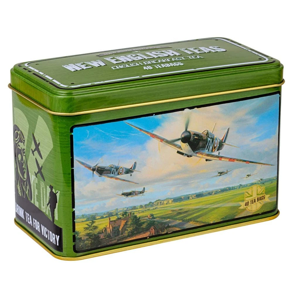 New English Teas Vintage Supermarine Spitfire Tea Tin with 40 English Breakfast Teabags