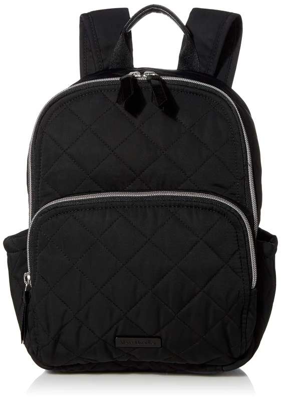 Vera Bradley Women's Performance Twill Small Backpack Bookbag, Classic Black, One Size