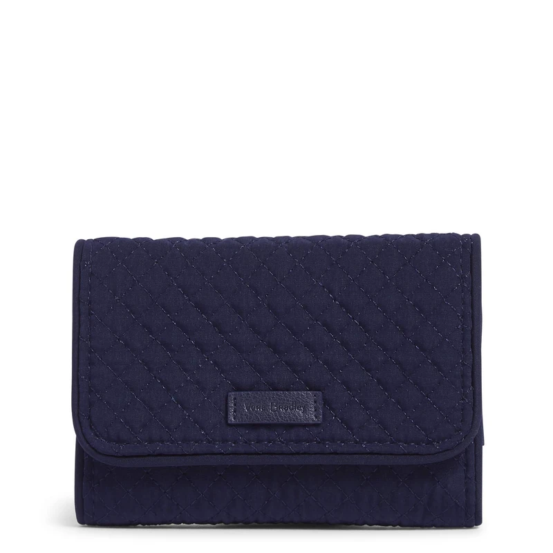 Vera Bradley Women's Protection Microfiber RFID Riley Compact Wallet, Classic Navy, One Size, True Navy, One Size