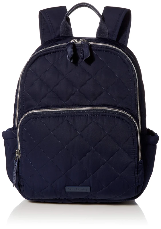 Vera Bradley women's Performance Twill Small Backpack Bookbag, Classic Navy, One Size