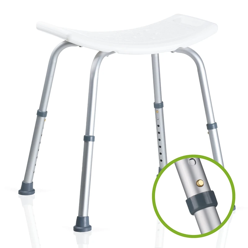Motorola Nursery Vivamore Shower Stool Non-Slip Shower Chair Height Adjustable Maximum 150 kg Plastic White