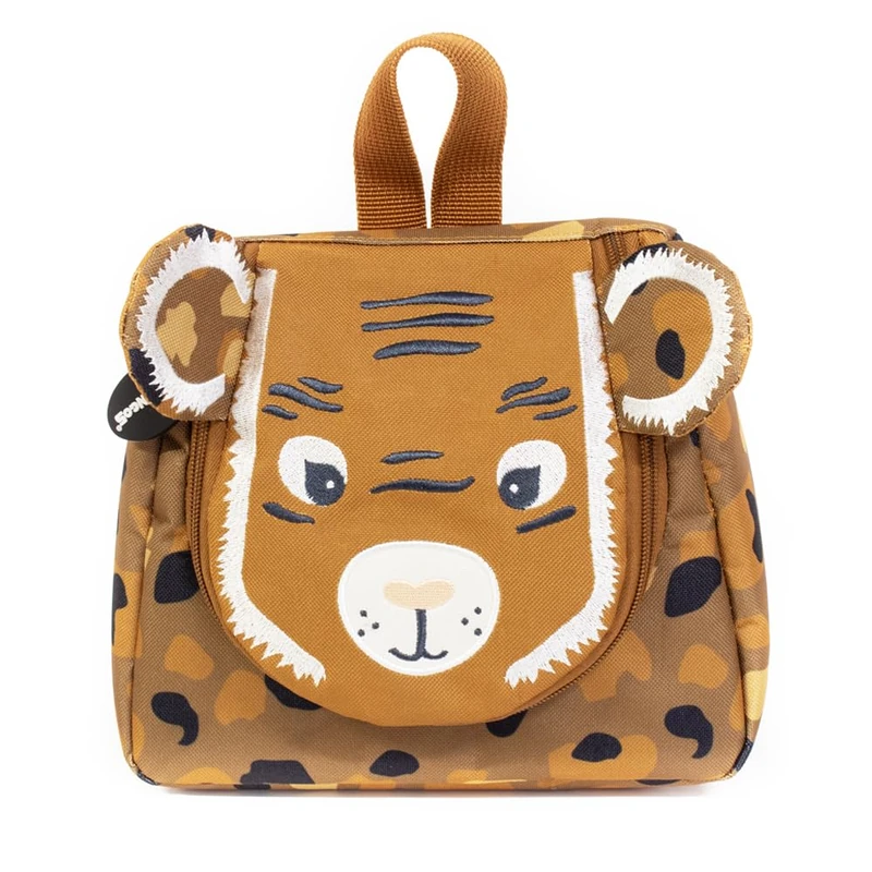 LES DÉGLINGOS Baby's Toiletry Bag (Speculos the Tiger) – Practical – Travel – Fun – Girl and Boy – Brown