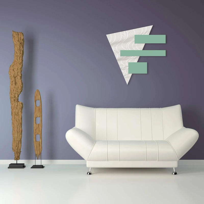 L:A:S Laser Art Style Abstract Modern Picture for Living Room SI-188 65x65 cm Bianco-salvia - Image 1