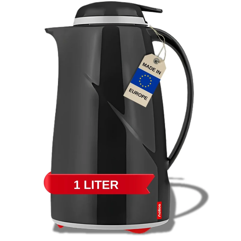 Helios 2934-002 Wave Push Plastic Insulated Jug, 1 Litre, Black