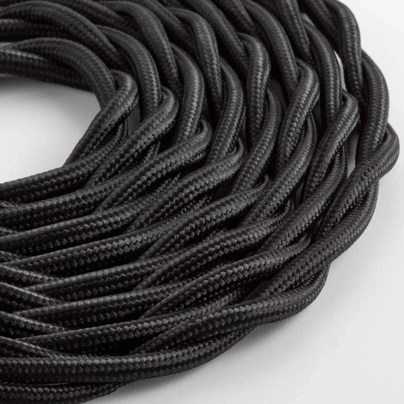 Klartext - Braided Textile Cable LUMIÈRE TV/LAN, Black, 10 mt.|Warning: Antenna Cable and Phone Together!