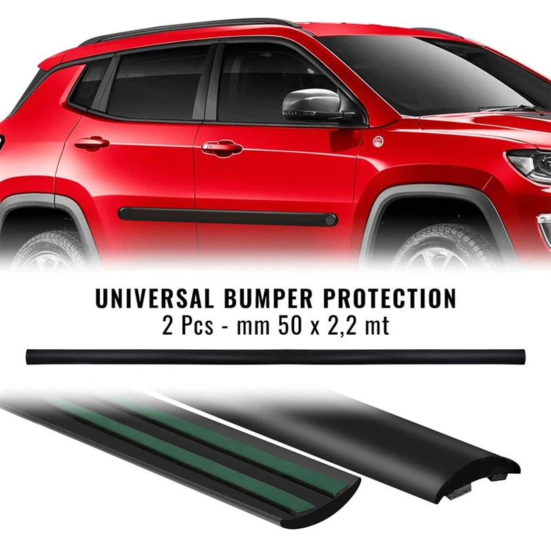 4R Quattroerre.it 12615 Bumper Mouldings for Car, 50 mm x 2.2 m, 2 Pieces, L 2.2