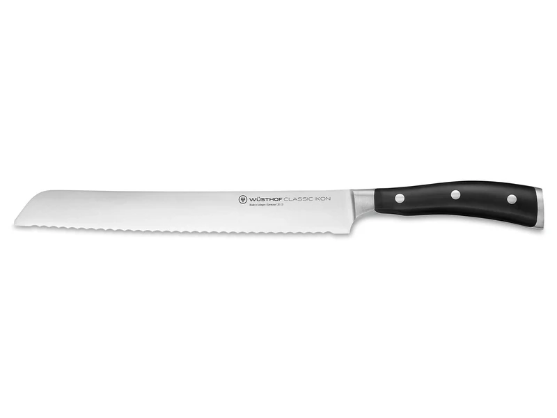 Wüsthof Classic Ikon 9 Inch Bread Knife, Black