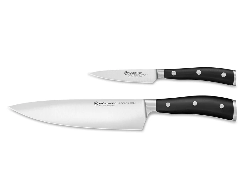 Wüsthof Classic Ikon 2-Piece Chef's Knife Set, Black