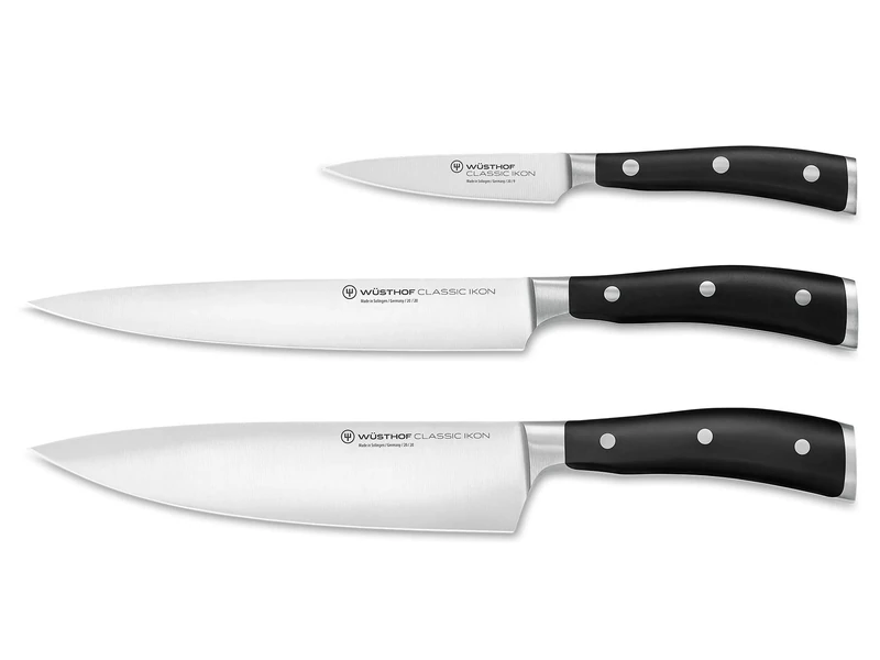Wüsthof Classic Ikon 3-Piece Chef's Knife Set, Black, 20 cm