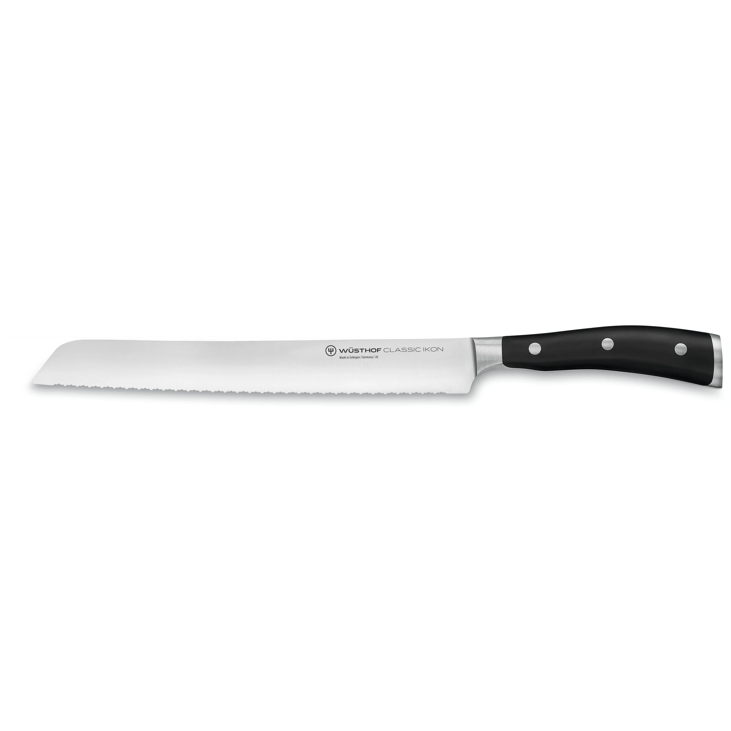 Wüsthof Classic Ikon 9 Inch Double Serrated Bread Knife, Black