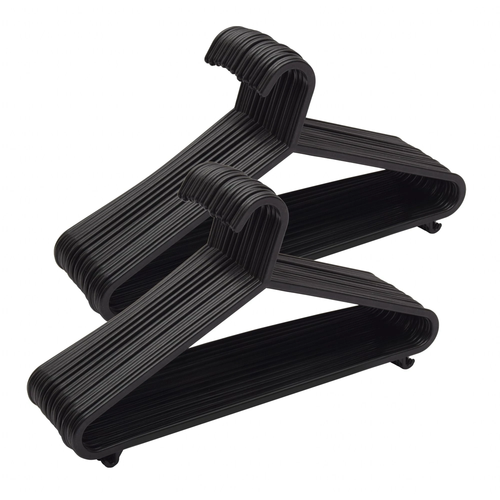 KAPCO Black Plastic Clothes Hangers – 50 Pack Strong Adult Coat Hangers for Wardrobe Organisation, Durable Hanger with Trouser Bar & Hooks, Space Saving, Slim for Clothes Rail & Storage | Bulk Buy