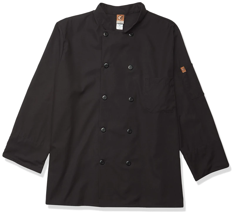 Red Kap womens Long Sleeve Ten Button Chef Coat With Mimix and Oilblok - black - XXL - Image 1