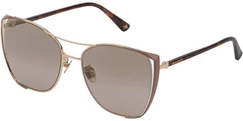 Nina Ricci Women's SNR220 Sunglasses, Shiny Rose Gold with Brown Parts, 55