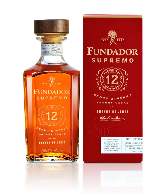 Fundador Supremo 12 Pedro Ximenez Sherry Cask Brandy 70cl | The Legacy of 150 Years of Craftsmanship | Smooth, Velvety and Well-Rounded Spanish Brandy | 40% vol