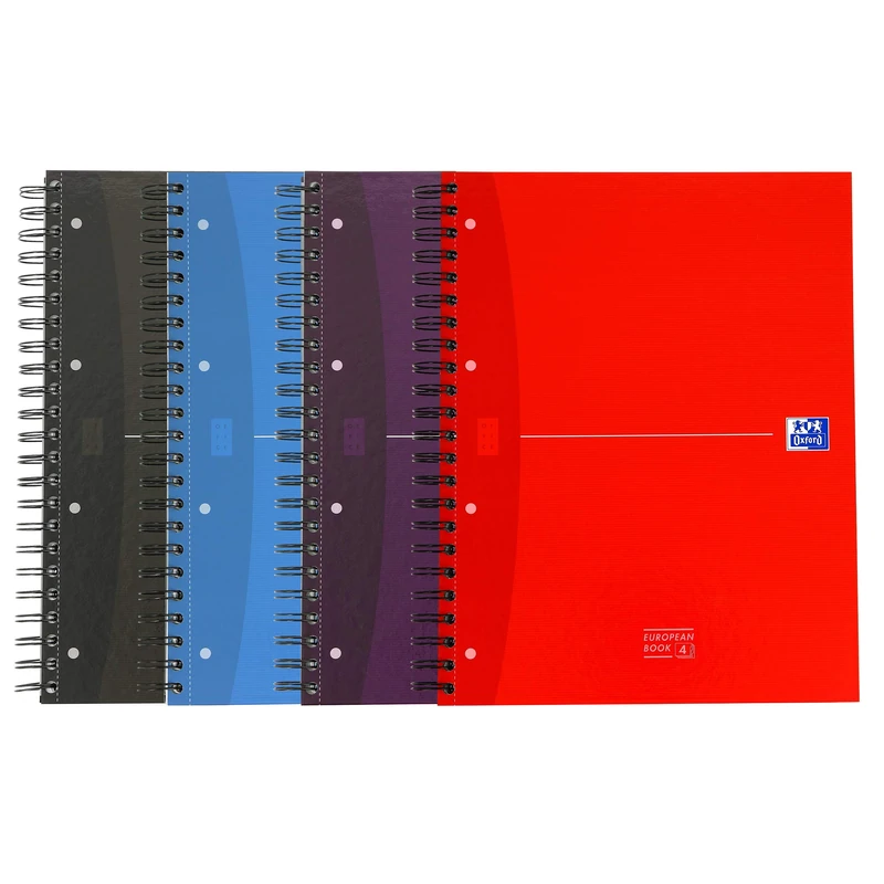 Oxford Pack of 15 Europeanbook Notebooks A4+ Small Squares 5 mm 240 Pages Integral Bound Card Cover Assorted Colours