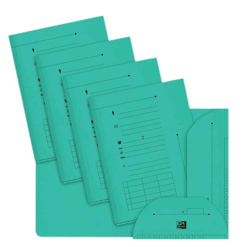 Oxford Pack of 100 A4 Document Folders for 200 Sheets of Kraft Paper 240 g Thick Pastel Green