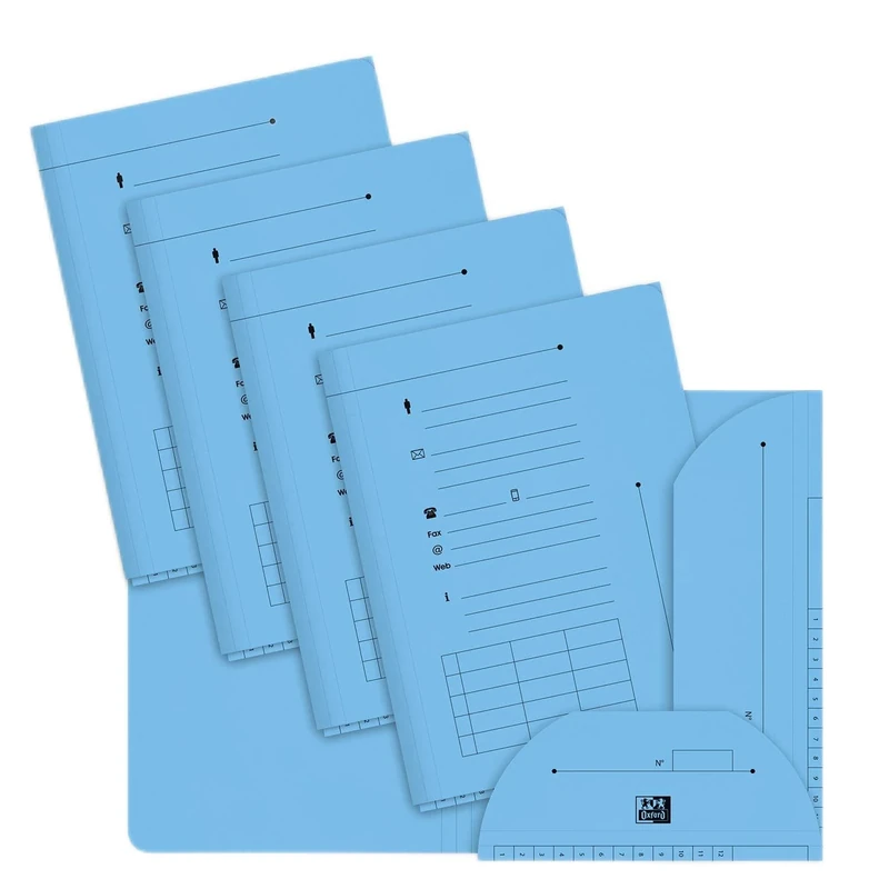 Oxford Pack of 100 A4 Document Folders for 200 Sheets of Kraft Paper 240 g Thick Pastel Blue