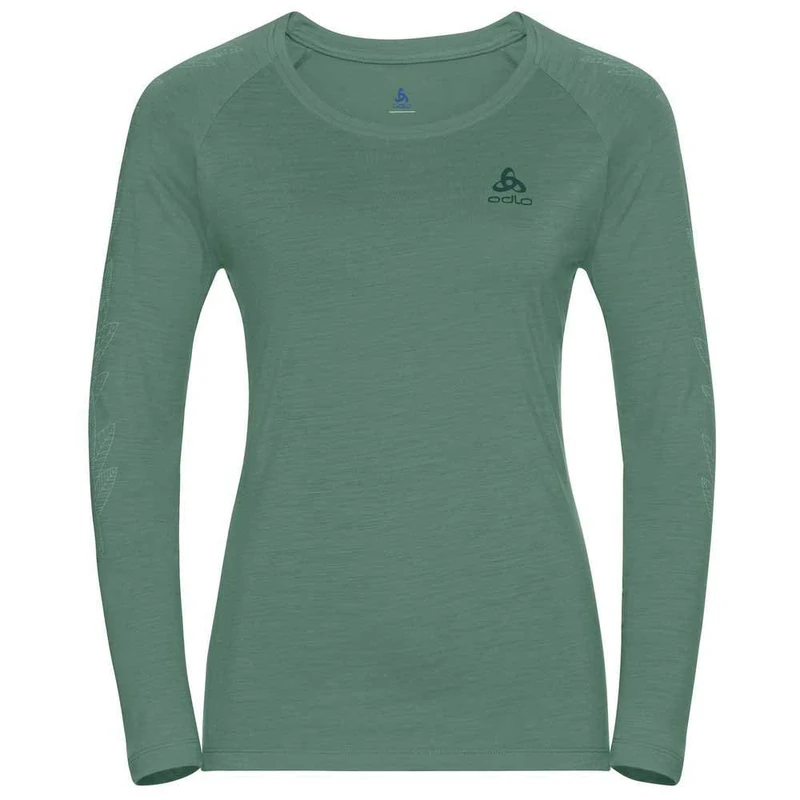 Odlo Women's Crew Neck Concord Sweatshirt, Creme de Menthe-Flower Leaf Print SS20, XS - Image 1