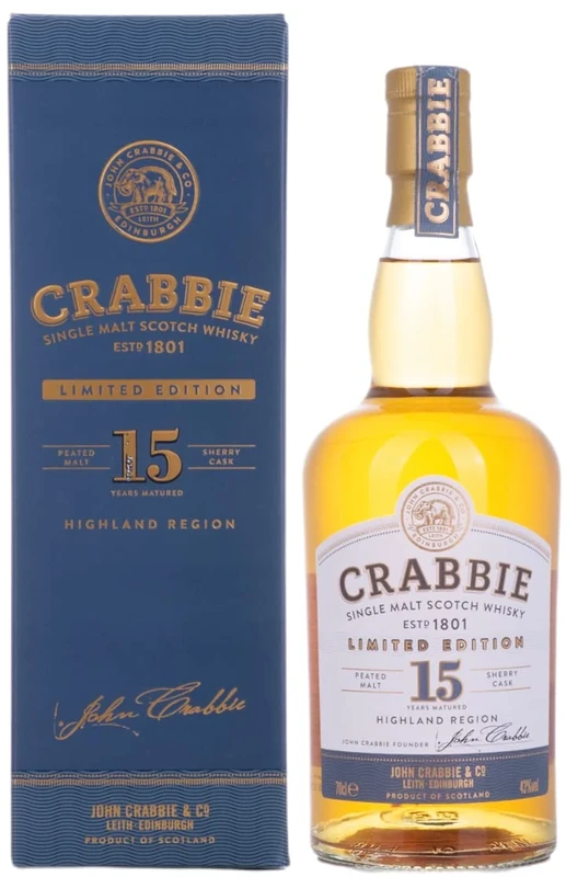 Crabbie Whisky 15 Year Old Single Malt Whisky, 70 cl