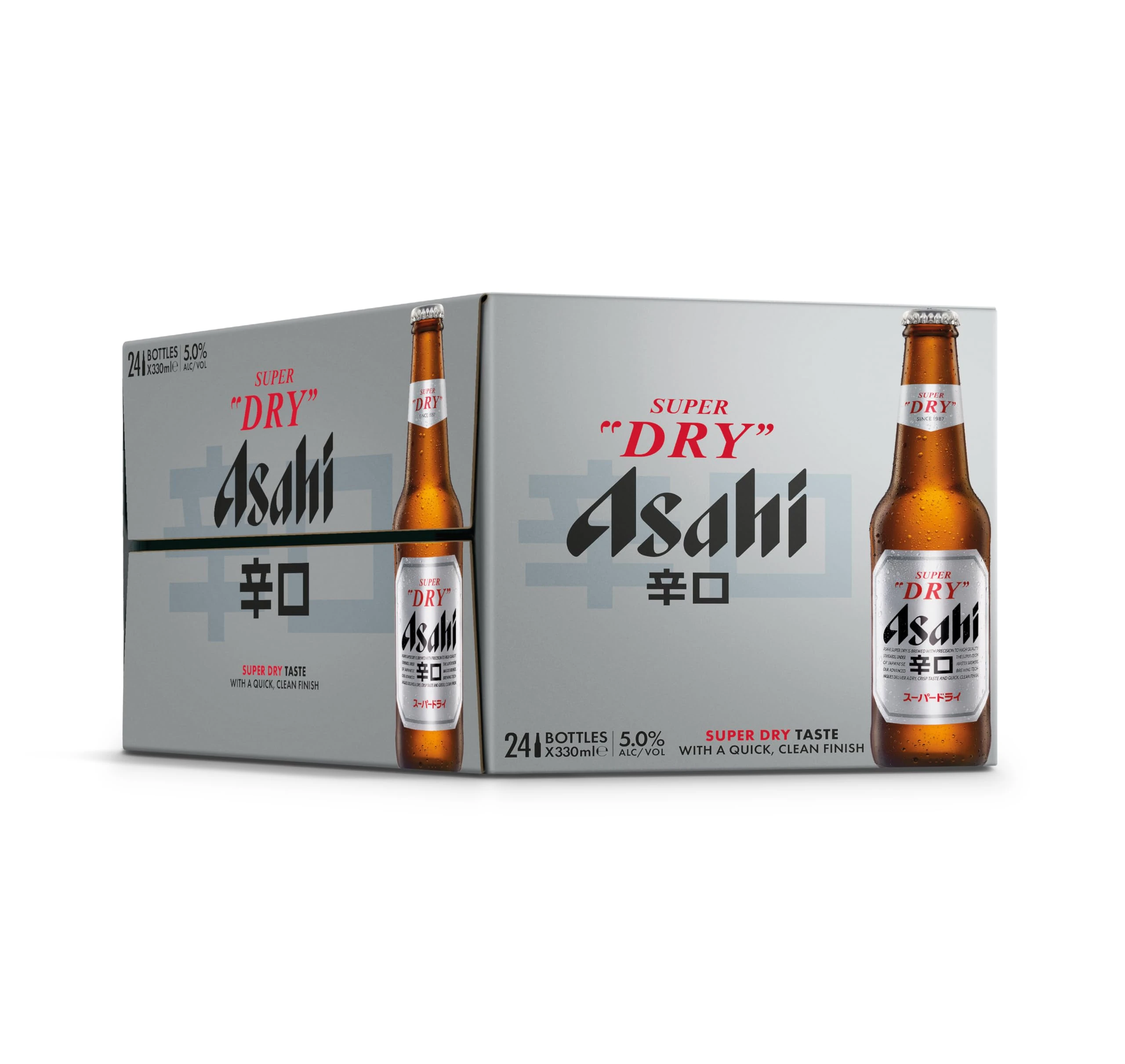 Asahi Super Dry Beer, 24 x 330ml, Japanese Beer, 5% ABV, Brewed in Italy, Premium Lager, Crisp and Dry Taste (Packaging may vary as images in catalog)