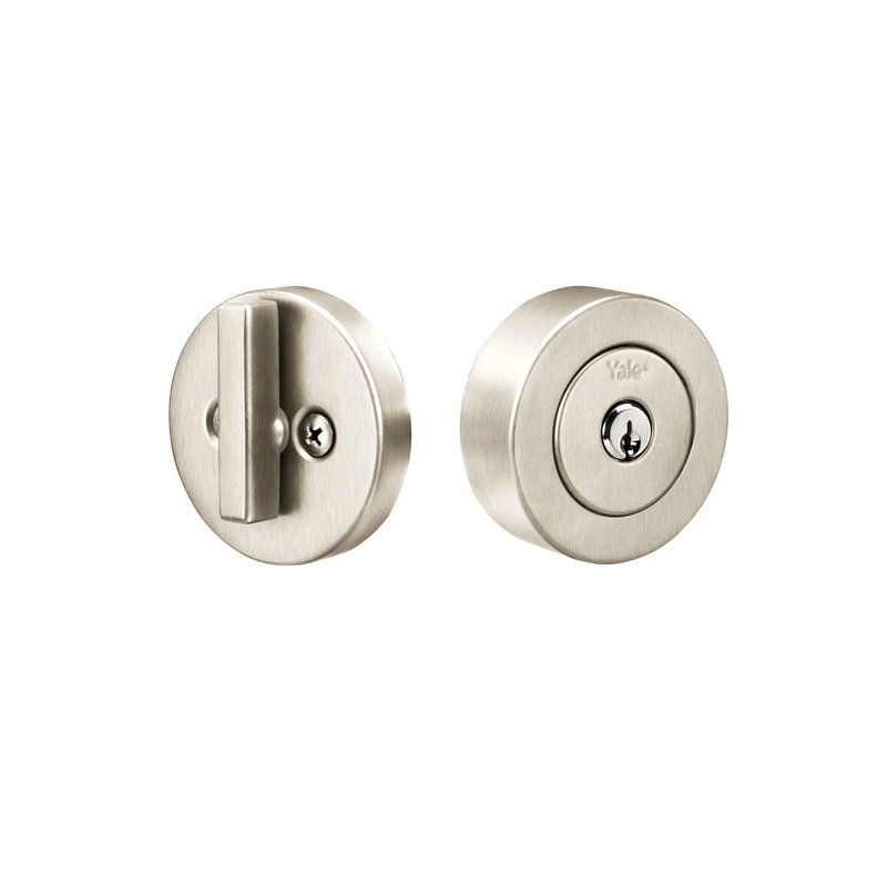 Yale Home 4881N19FR Flat Round Single Cylinder, Satin Nickel Deadbolt