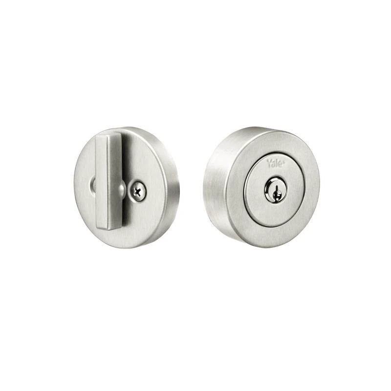 Yale Home 4881619FR Flat Round Single Cylinder, Satin Chrome Deadbolt
