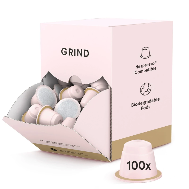 Grind Decaf House Coffee Pods - 100 Biodegradable Capsules