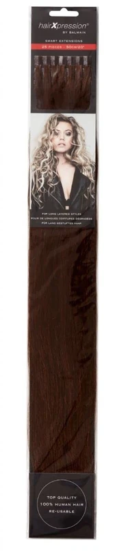 Balmain HairXpression Human Hair 25-Pieces, 50 cm Length, 4 Medium Brown, 190 g