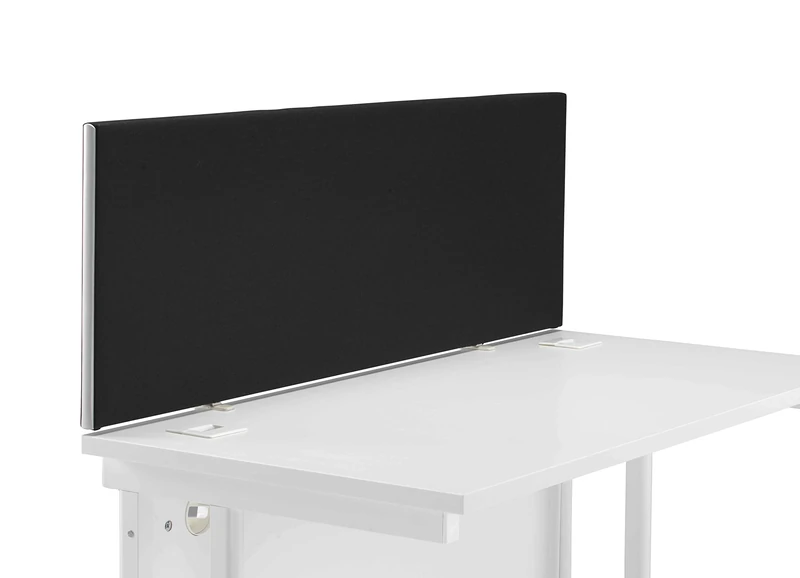 Office Hippo Upholstered Desktop Office Screen, G-Clamp Included, Fire-Retardant, Black, 120 x 3 x 40 cm