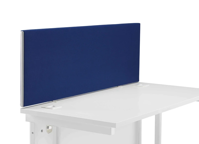 Office Hippo Upholstered Desktop Office Screen, G-Clamp Included, Fire-Retardant, Blue, 120 x 3 x 40 cm - Image 1
