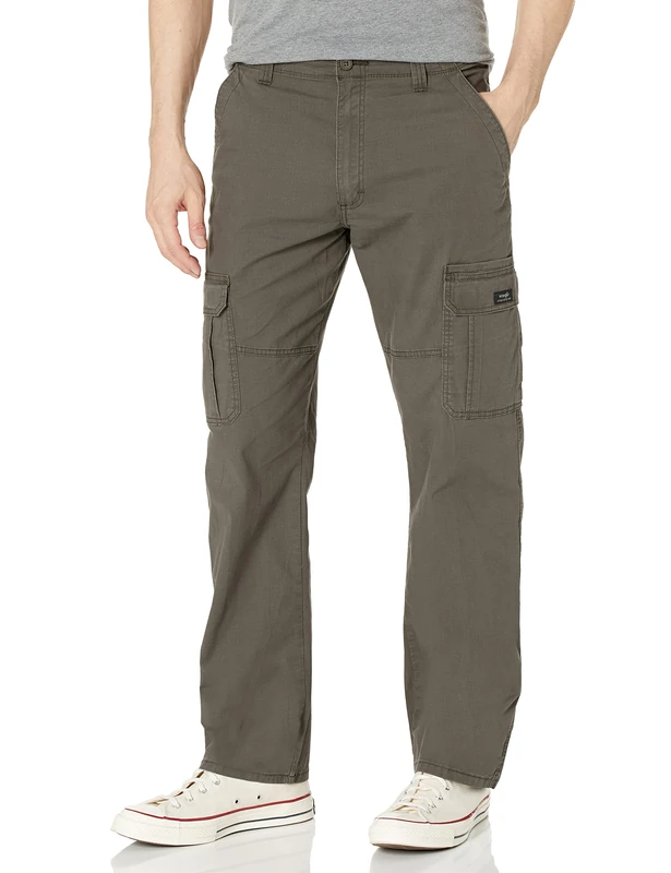 Wrangler Authentics Men's Relaxed Fit Stretch Cargo Pant Casual, Olive Drab, 32W / 30L