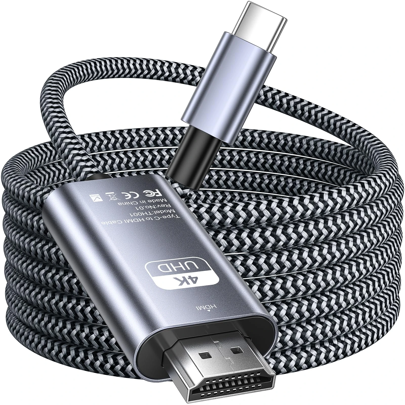 Siwket USB C to HDMI Cable 5m, 4K@30Hz, 2K@120Hz, 1080P@144Hz, Thunderbolt 3 to HDMI 2.0 Cable, Compatible with iPhone 15 Series, MacBook Pro/Air, Mac Mini, iPad Pro/Air/Mini, Galaxy S23/S22/S21